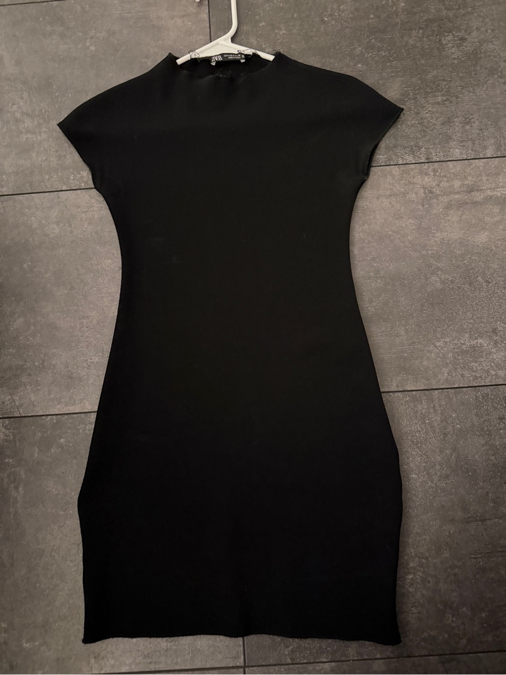 Zara Black Midi Dress with Cap Sleeves
